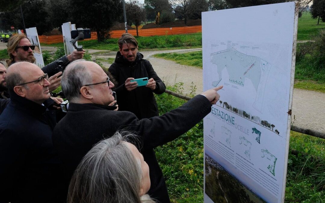 Sopralluogo del sindaco Gualtieri al cantiere del Parco di Centocelle