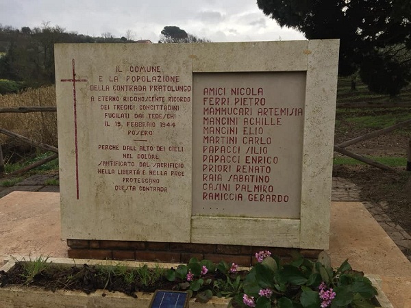 Il Comune di Velletri ricorda l’eccidio di Pratolungo con una cerimonia pubblica