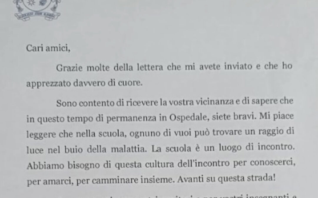 Il Papa risponde alla lettera scritta dai bambini ricoverati in ospedale: “Prego per voi”