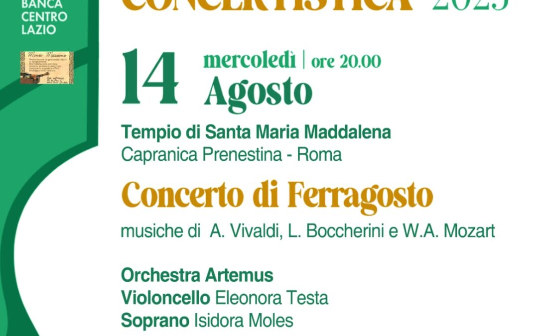 Concerto di Ferragosto presso il Tempio di Santa Maria Maddalena a Capranica