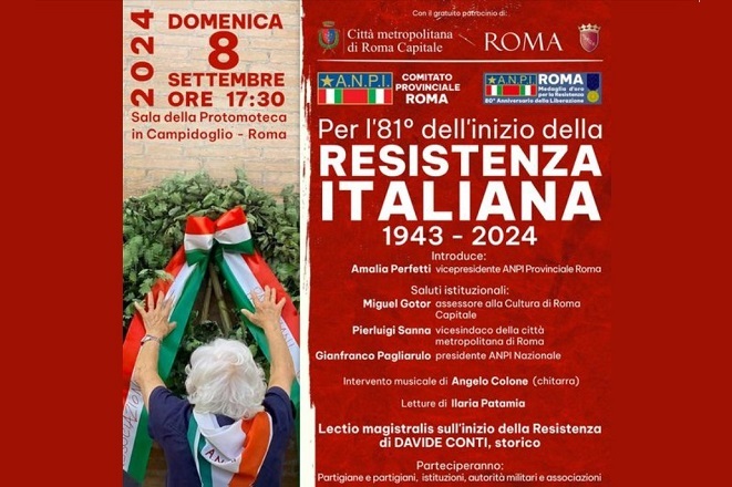 Domani evento in Campidoglio per ricordare l’81° dell’inizio della Resistenza