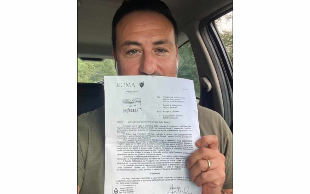 Daspo per Emanuele Licopodio: il consigliere leghista è allontanato dal Campidoglio