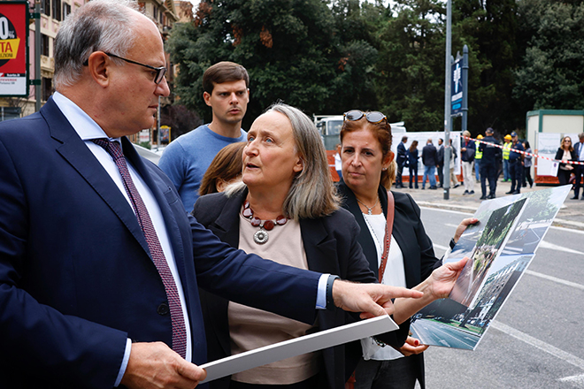 Il sindaco Gualtieri e l’assessore Alfonsi presentano i lavori di riqualificazione di Viale Mazzini