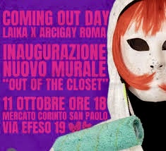 Nuovo murale a Roma dedicato al coming out. A realizzarlo Laika e Arcigay