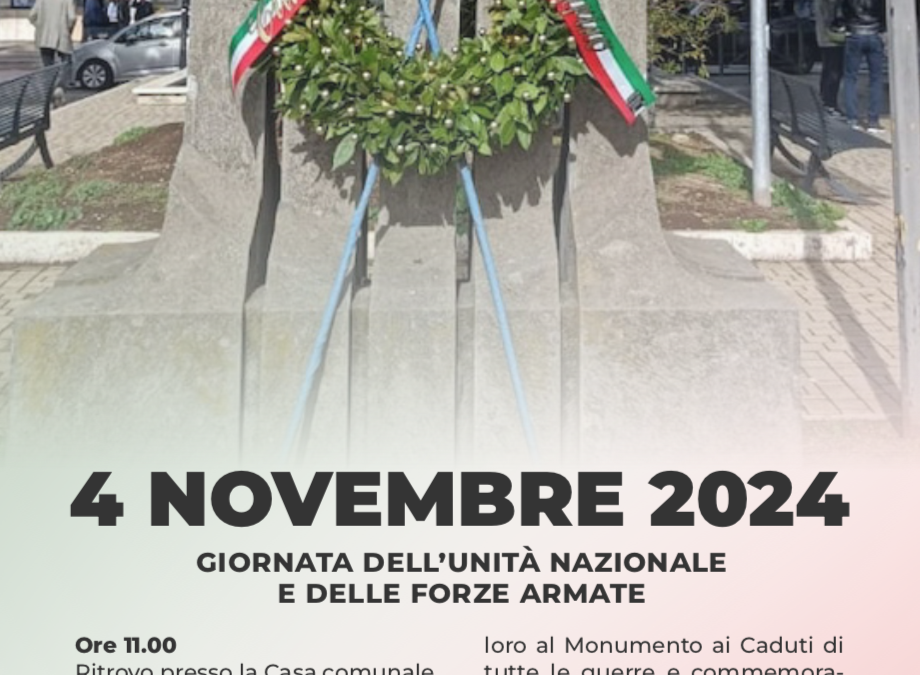 Il Comune di Ciampino celebra la Giornata dell’Unità nazionale e delle Forze Armate
