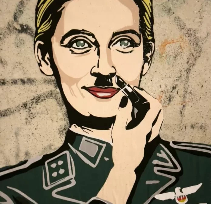 Roma, un’opera della street artist Laika sull’avanzata della destra in Germania
