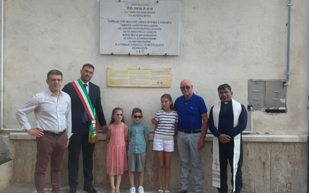 Monteflavio: restaurata e riposizionata la targa in ricordo di Papa Pio IX