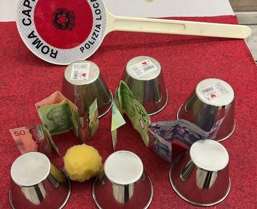Polizia Roma Capitale contro i truffatori del gioco delle tre campanelle