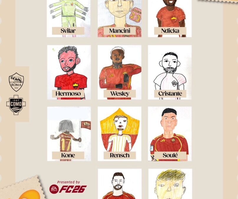 Roma, la formazione anti-Como disegnata dai bambini ha portato fortuna