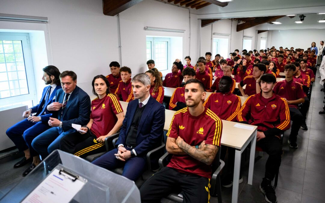 Pellegrini e Pandini incontrano i ragazzi del Liceo Scientifico Sportivo AS Roma di Trigoria
